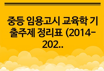 중등 임용고시 교육학 기출주제 정리표 (2014-2023)