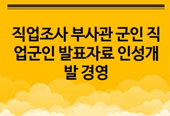 직업조사 부사관 군인 직업군인 발표자료 인성개발 경영