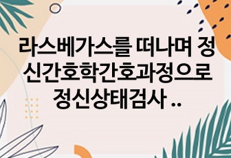 라스베가스를 떠나며 정신간호학간호과정으로 정신상태검사 mse, 약물, 간호과정 세가지를 포함한 삼심페이지 가량의 보고서