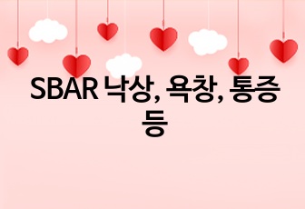 SBAR 낙상, 욕창, 통증 등