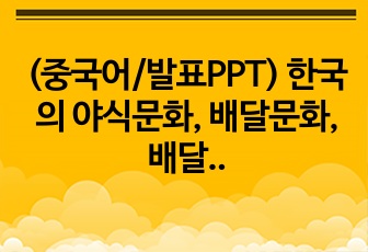 (중국어/발표PPT) 한국의 야식문화, 배달문화, 배달음식