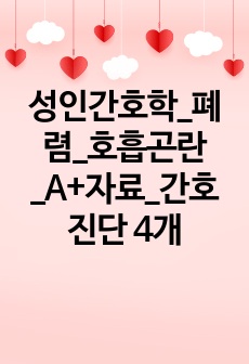 성인간호학_폐렴_호흡곤란_A+자료_간호진단 4개