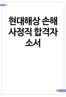 현대해상 손해사정직 합격자소서