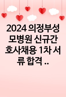 2024 의정부성모병원 신규간호사채용 1차 서류 합격 자소서  (지원자 스펙, 인증인증 ㅇ)