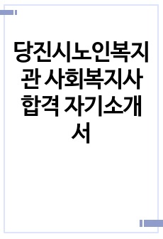 당진시노인복지관 사회복지사 합격 자기소개서