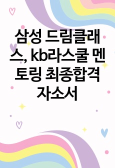 삼성 드림클래스, kb라스쿨 멘토링 최종합격 자소서