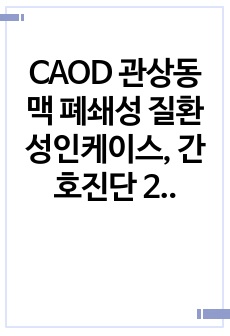 CAOD 관상동맥 폐쇄성 질환 성인케이스, 간호진단 2개 및 간호과정 7개/7개