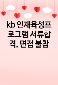 kb 인재육성프로그램 서류합격, 면접 불참