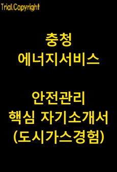 충청에너지서비스 안전관리 핵심 자기소개서(도시가스경험)