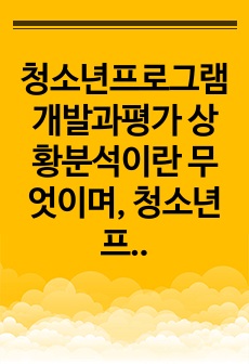 청소년프로그램개발과평가 상황분석이란 무엇이며, 청소년프로그램을 개발할 때 상황분석이 왜 필요한지 그 이유를 설명하시오