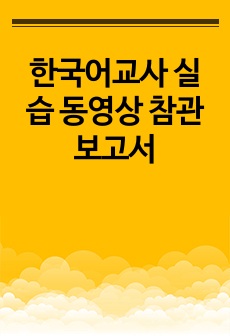 한국어교사 실습 동영상 참관보고서