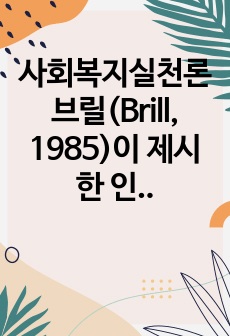 사회복지실천론 브릴(Brill, 1985)이 제시한 인간을 돕는 원조자의 자질론에서 자신에 대한 이해를 높이기 위한 훈련의 하나로 다음과 같은 항목을 제시하였다. 브릴이 제시한 항목에 대하여 학습자 자신에 대한 견해..