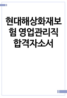 현대해상화재보험 영업관리직 합격자소서