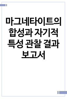 마그네타이트의 합성과 자기적 특성 관찰 결과보고서