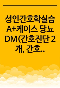 성인간호학실습 A+케이스 당뇨DM(간호진단 2개, 간호과정 2개)