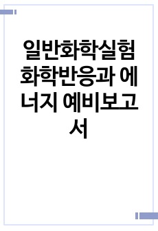 일반화학실험 화학반응과 에너지 예비보고서