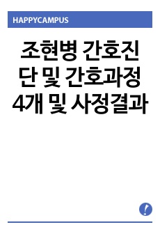 조현병 간호진단 및 간호과정 4개 및 사정결과