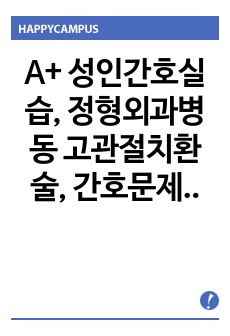 A+ 성인간호실습, 정형외과병동 고관절치환술, 간호문제6개, 간호과정2개(평가까지), 완전알찬자료