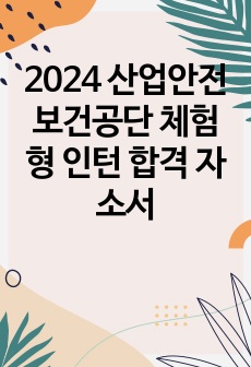 2024 산업안전보건공단 체험형 인턴 합격 자소서