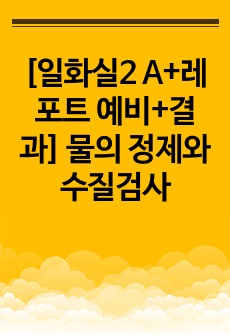 [일화실2 A+레포트 예비+결과] 물의 정제와 수질검사