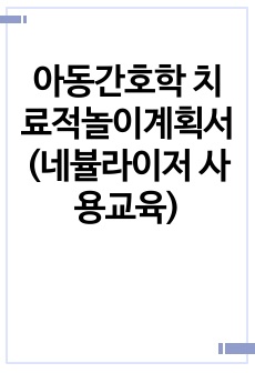 아동간호학 치료적놀이계획서 (네뷸라이저 사용교육)