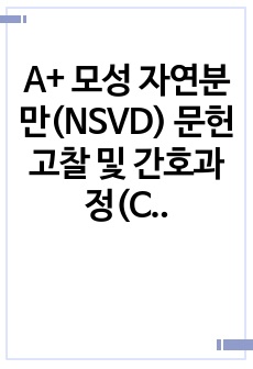 A+ 모성 자연분만(NSVD) 문헌고찰 및 간호과정(CASE STUDY) / 간호진단 2개 평가까지 포함(급성통증, 스트레스)