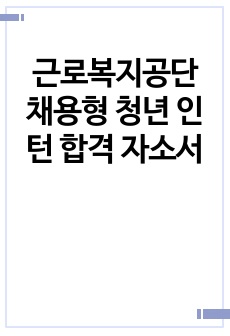 근로복지공단 채용형 청년 인턴 합격 자소서