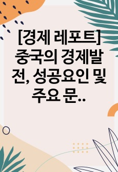 [경제 레포트] 중국의 경제발전, 성공요인 및 주요 문제점