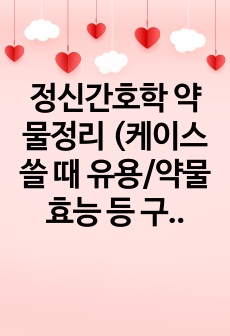 정신간호학 약물정리 (케이스쓸 때 유용/약물효능 등 구체적/교과서위주)