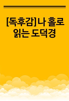 [독후감]나 홀로 읽는 도덕경