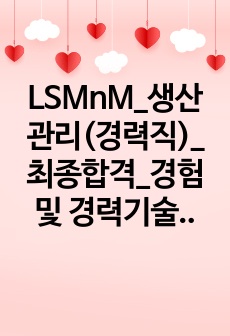 LSMnM_생산관리(경력직)_최종합격_경험 및 경력기술서_전문가에게 유료첨삭 받은 자료입니다.