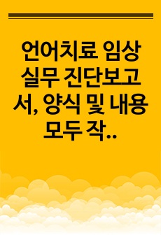 언어치료 임상 실무 진단보고서, 양식 및 내용 모두 작성됨