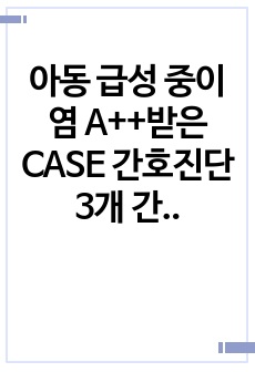 아동 급성 중이염 A++받은 CASE 간호진단 3개 간호과정 3개