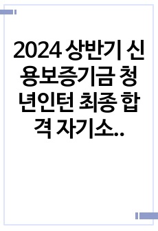 2024 상반기 신용보증기금 청년인턴 최종 합격 자기소개서