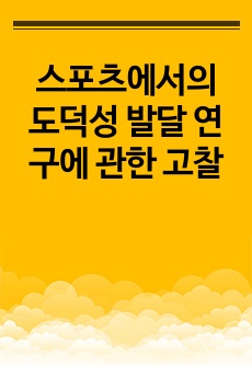 스포츠에서의  도덕성 발달 연구에 관한 고찰