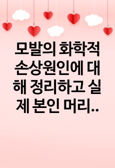 모발의 화학적 손상원인에 대해 정리하고 실제 본인 머리에 화학적 손상 사례를 제시하시오