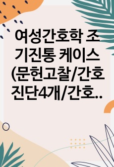 여성간호학 조기진통 케이스 (문헌고찰/간호진단4개/간호과정2개) 교수님 피드백으로 수정완료!!