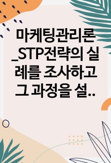 마케팅관리론_STP전략의 실례를 조사하고 그 과정을 설명하시오