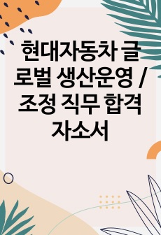 현대자동차 글로벌 생산운영 / 조정 직무 합격 자소서