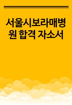 서울시보라매병원 합격 자소서