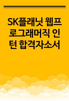 SK플래닛 웹프로그래머직 인턴 합격자소서