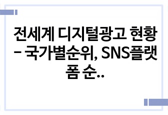 전세계 디지털광고 현황 - 국가별순위, SNS플랫폼 순위