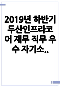 2019년 하반기 두산인프라코어 재무 직무 우수 자기소개서