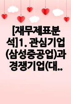 [재무제표분석]1. 관심기업(삼성중공업)과 경쟁기업(대우조선해양)의 2020~2022년도 재무상태표와 손익계산서를 주요 항목 위주로 요약하고 정리하여 첨부 하시오.