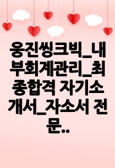 웅진씽크빅_내부회계관리_최종합격 자기소개서_자소서 전문가에게 유료첨삭 받은 자료입니다.