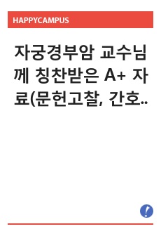 자궁경부암 교수님께 칭찬받은 A+ 자료(문헌고찰, 간호진단, 간호과정, 간호수행 포함)