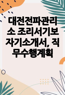 대전전파관리소 조리서기보 자기소개서, 직무수행계획