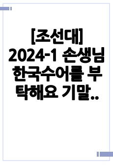 [조선대] 2024-1 손생님 한국수어를 부탁해요 기말 족보(만점)