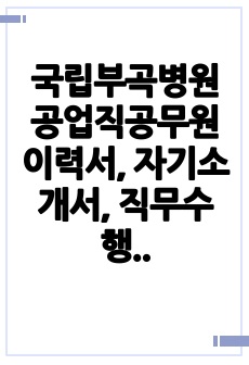 국립부곡병원 공업직공무원 이력서, 자기소개서, 직무수행계획서