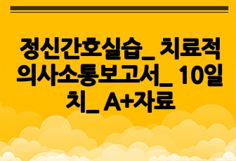 정신간호실습_ 치료적의사소통보고서_ 10일치_ A+자료